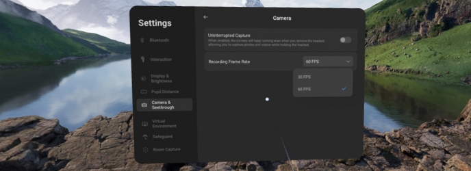 Registerkarte Bildfrequenz Pico 4 Ultra Enterprise